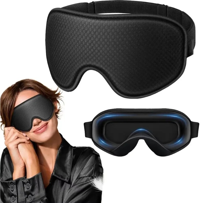 Sleep Eye Mask 3D - 3D遮光通気性睡眠マスク、調節可能なストラップ付きソフトで快適なアイマスク、ユニセックス