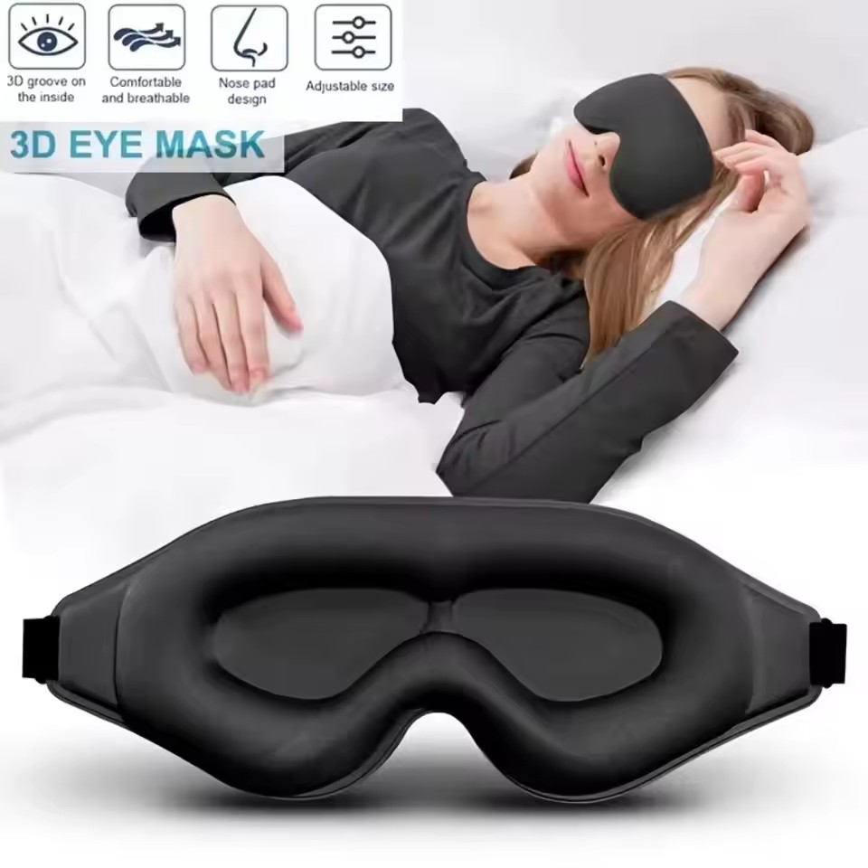 Sleep Eye Mask 3D - 3Dアイマスク、快適で通気性のあるスリープマスク、ノーズパッド付き、調節可能なサイズのアイカバー、睡眠、旅行、昼寝用、遮光