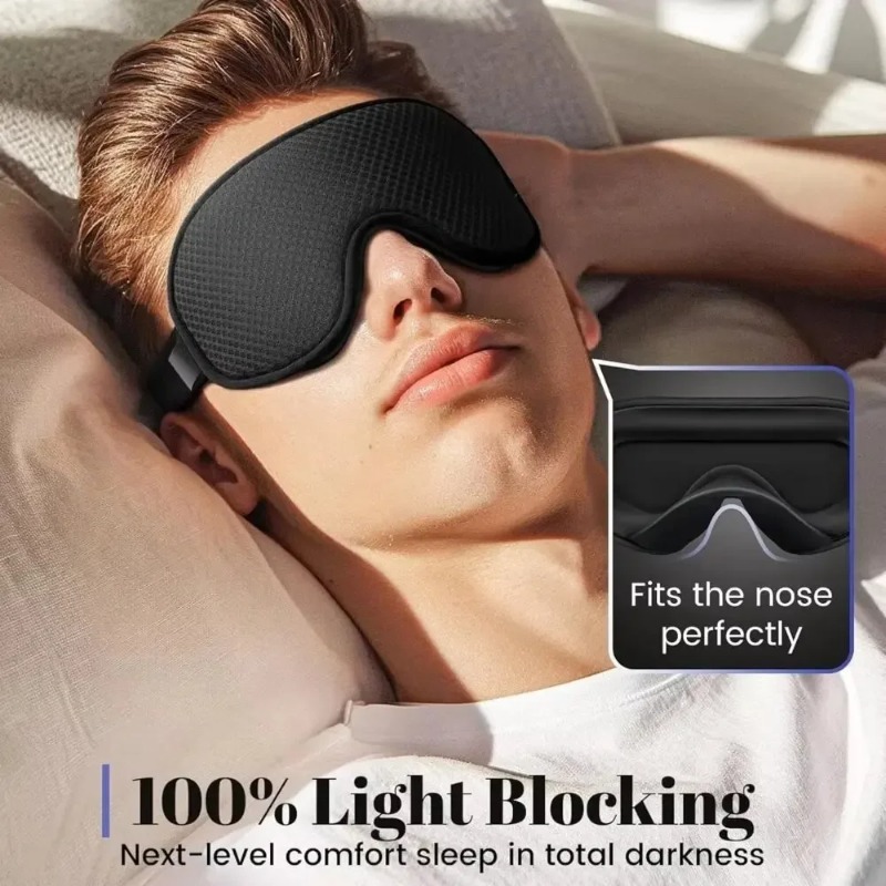 3D遮光通気性睡眠マスク、調節可能なストラップ付きソフトで快 - Sleep Eye Mask 3D のレビューと価格