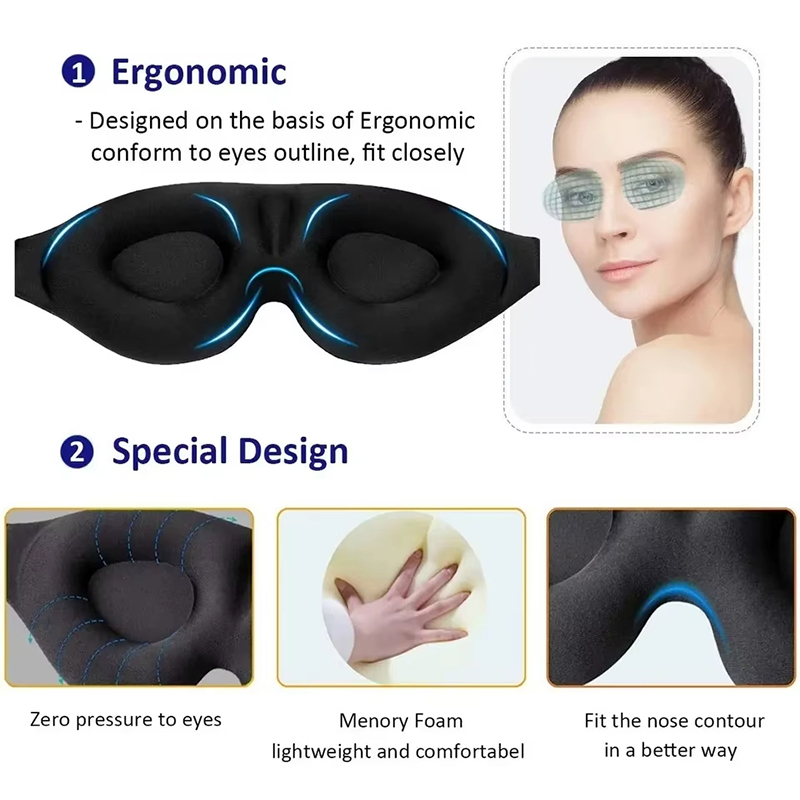 重みのある睡眠用アイマスク 3D立体型遮光アイマスク 調節可 - Sleep Eye Mask 3D のレビューと価格