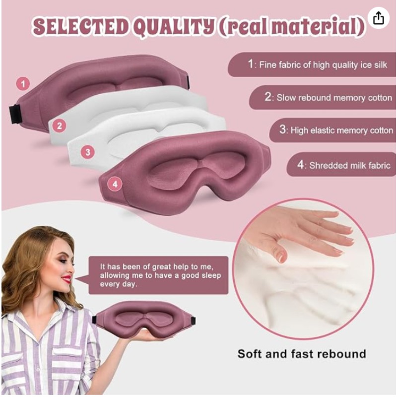 2パック 3Dアドバンスドアイマスク 睡眠用、超繊細で肌に優 - Sleep Eye Mask 3D のレビューと価格