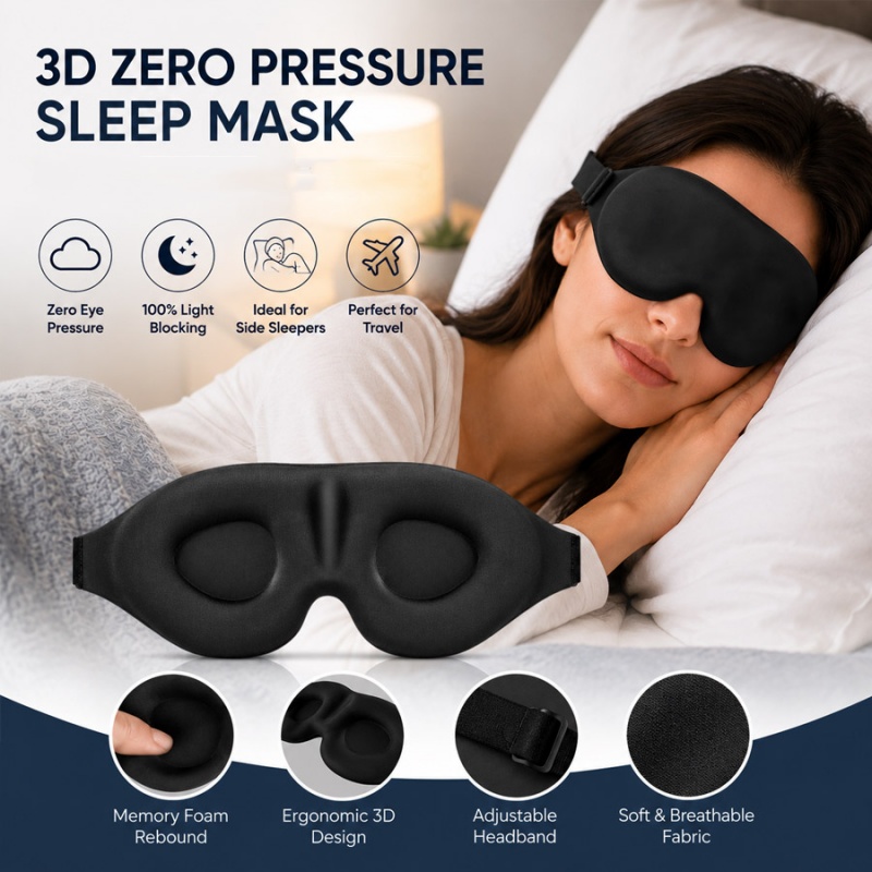 3D睡眠アイマスク 快適な遮光アイシェード メモリーフォーム - Sleep Eye Mask 3D のレビューと価格